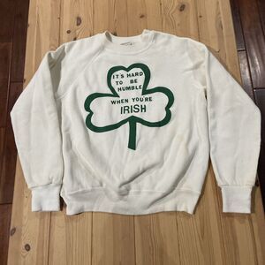 Vintage 80s Bassett Walker White Hard to Be Humble When You're Irish Medium